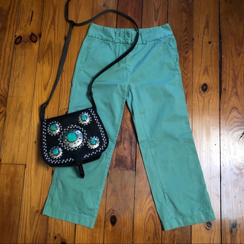 J crew green XS 0 cutoff Capri pants trouser slack